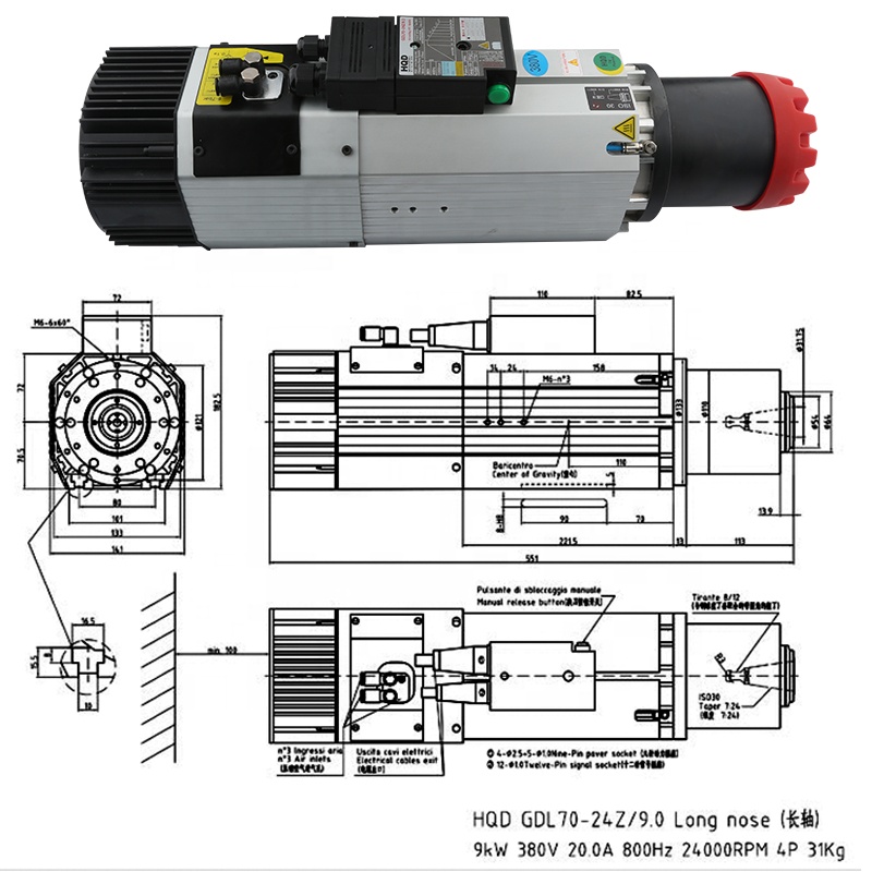Proveedores HQD 9kw 220v 380v  - Cnc Spindle Motor reseña y precio